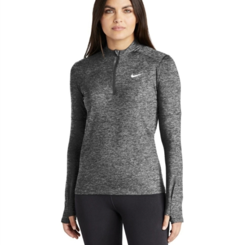 Nike Dri-Fit Running 1/4 Zip Mock Neck Pullover, Color Heathered Gray Size XS